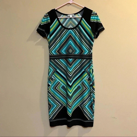 Dana Buchman Size 8 Retro Design Short Sleeve Knee Length Pencil Dress - Picture 1 of 10